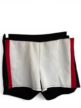 Ashely Stewart Athletic Colorblock Shorts - White with Black & Red Trim Size 1X
